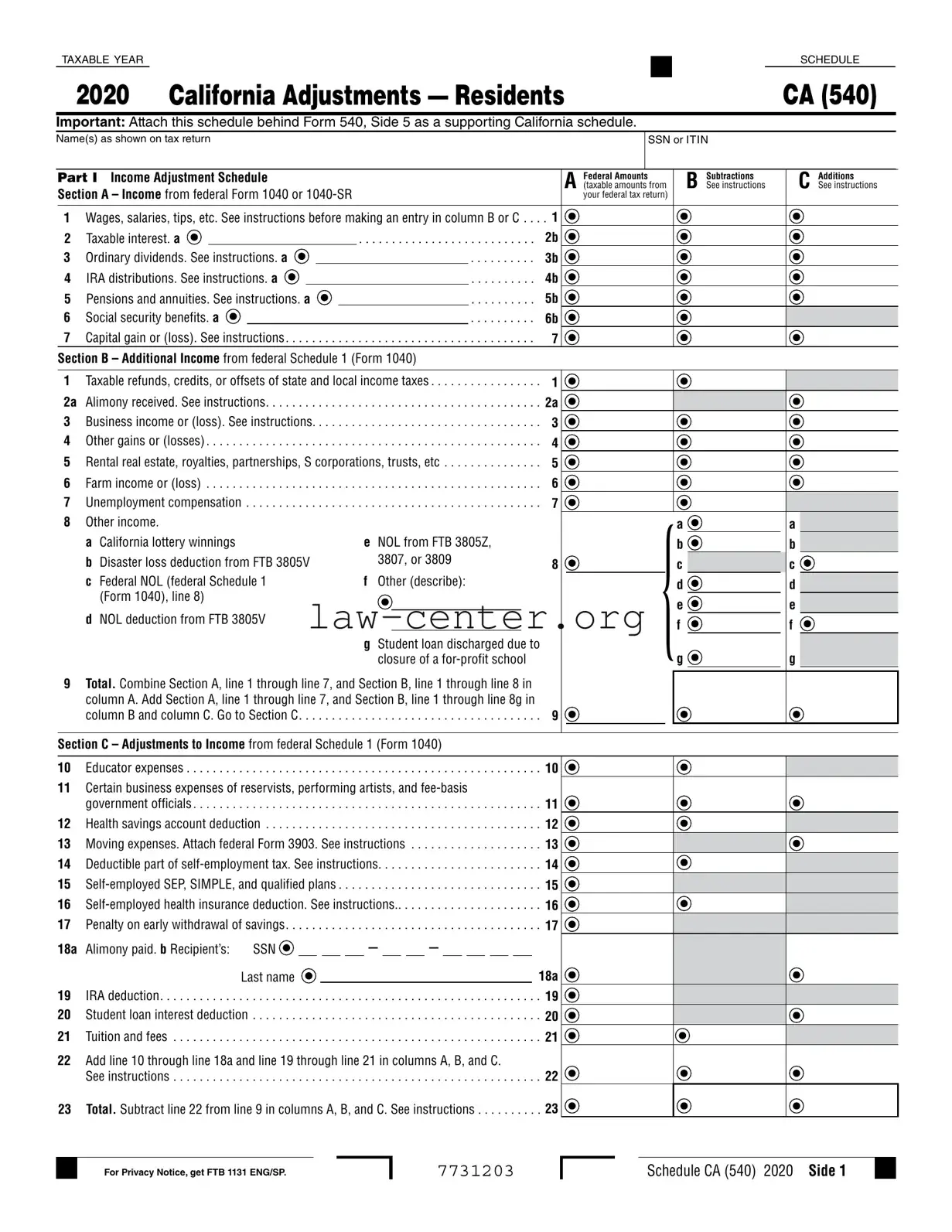 Get Schedule California 540 Form