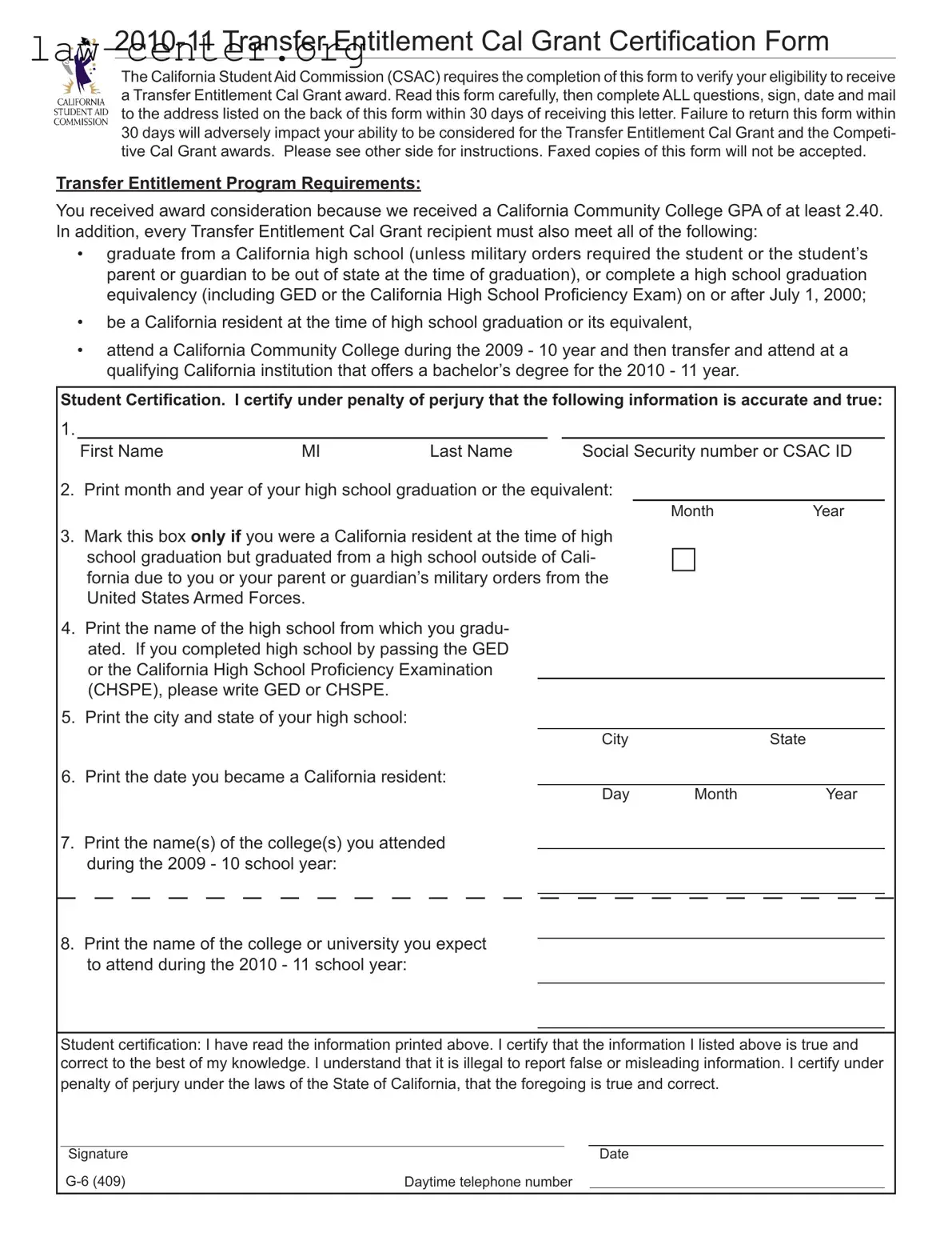 Get California G 6 Form