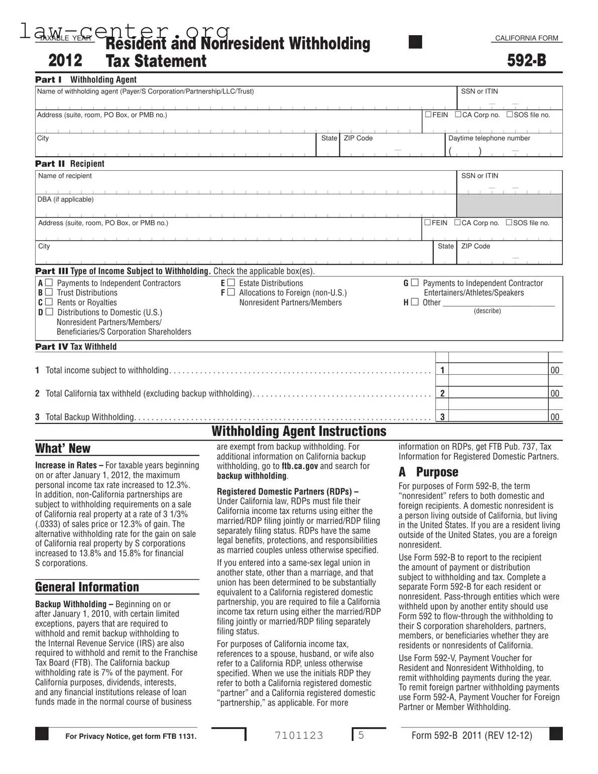Get California 592 B Form