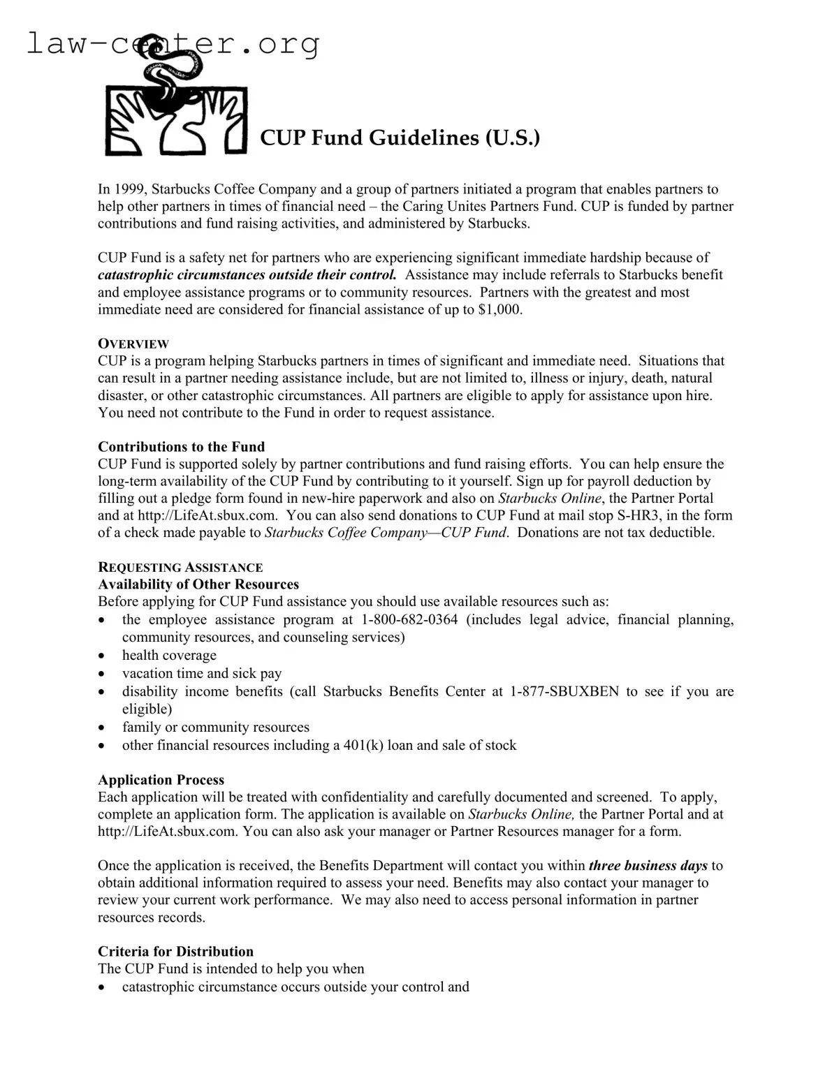 Get Cup Fund Application Form