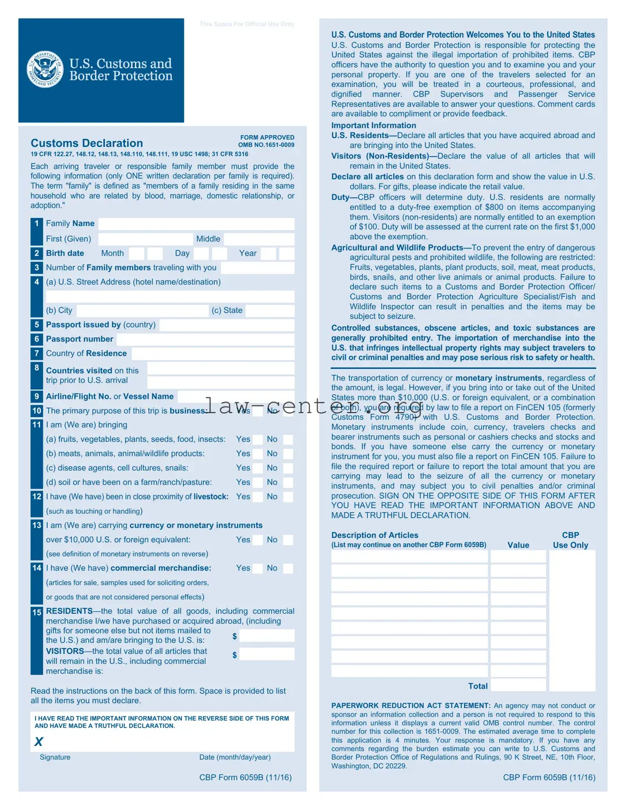 Get CBP 6059B Form