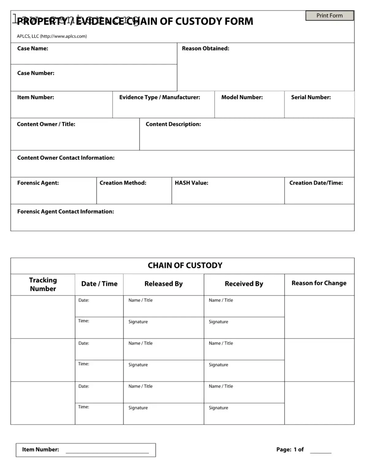 Get Chain Of Custody Form