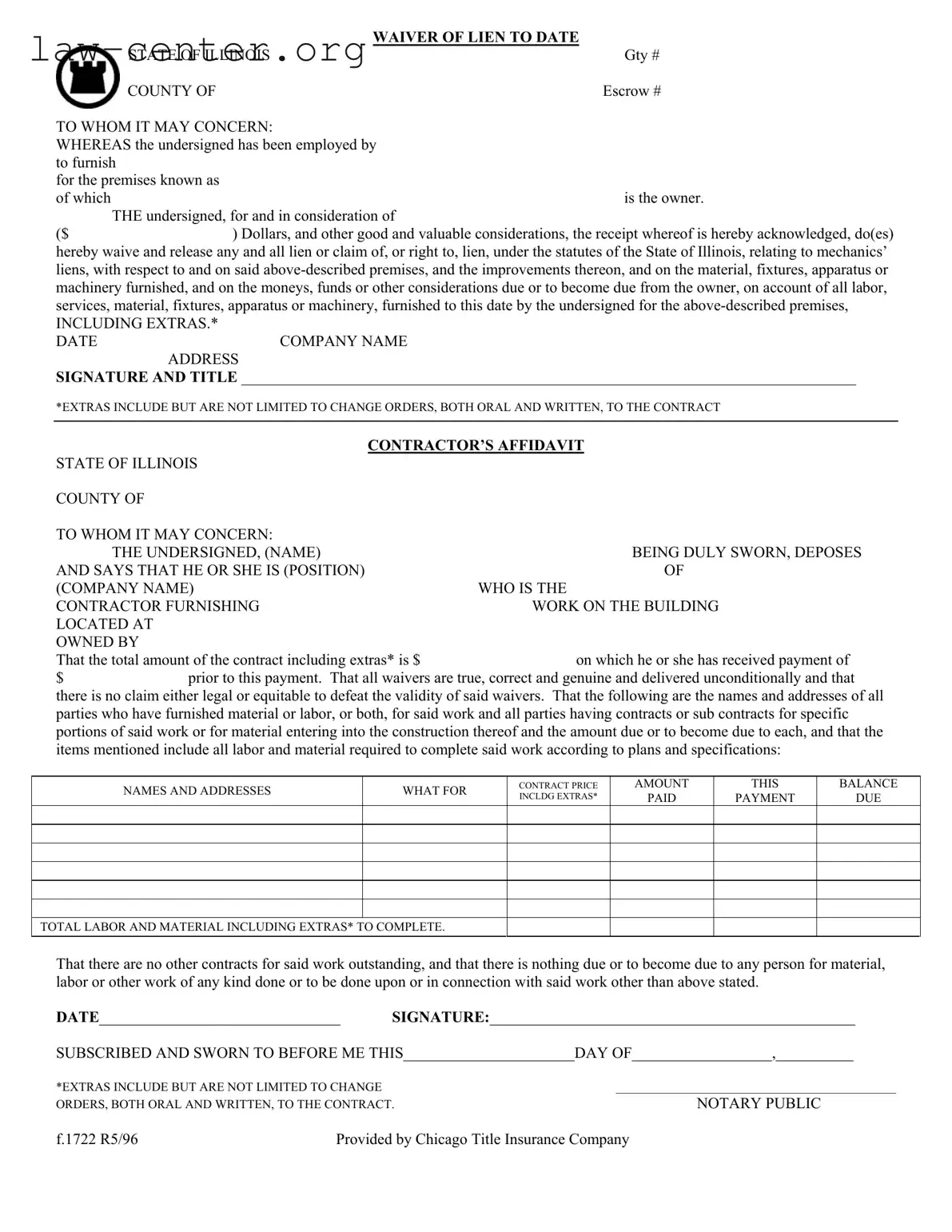 Get Chicago Title Waiver Format Form