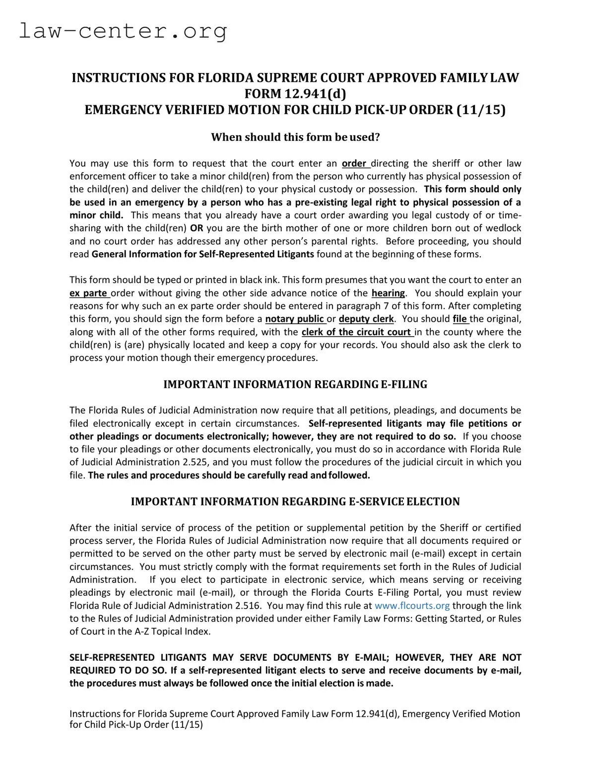 Get Florida Emergency Form