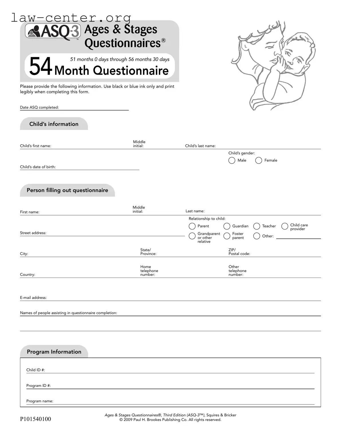 Get Asq 54 Month Questionnaire Form