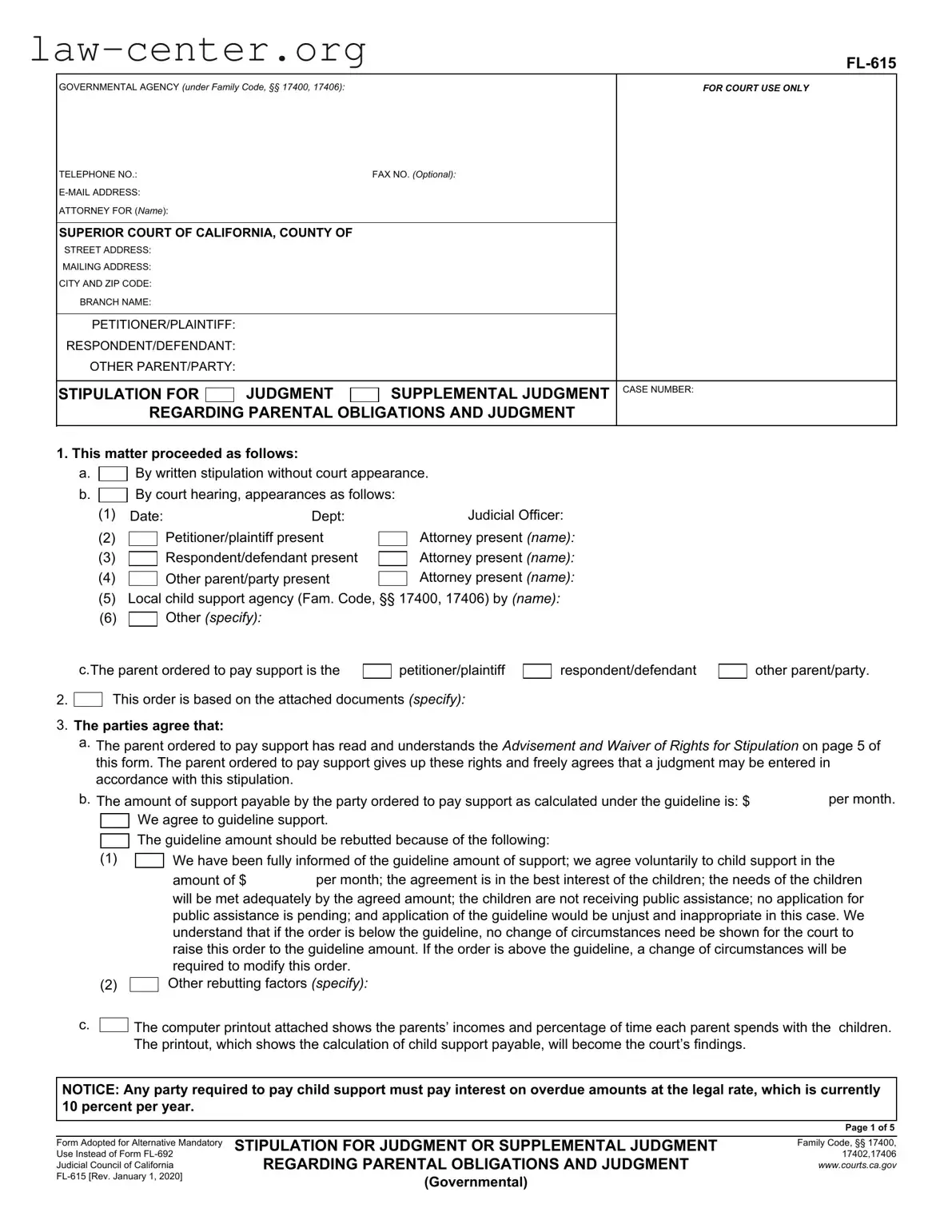 Get California Fl 615 Form