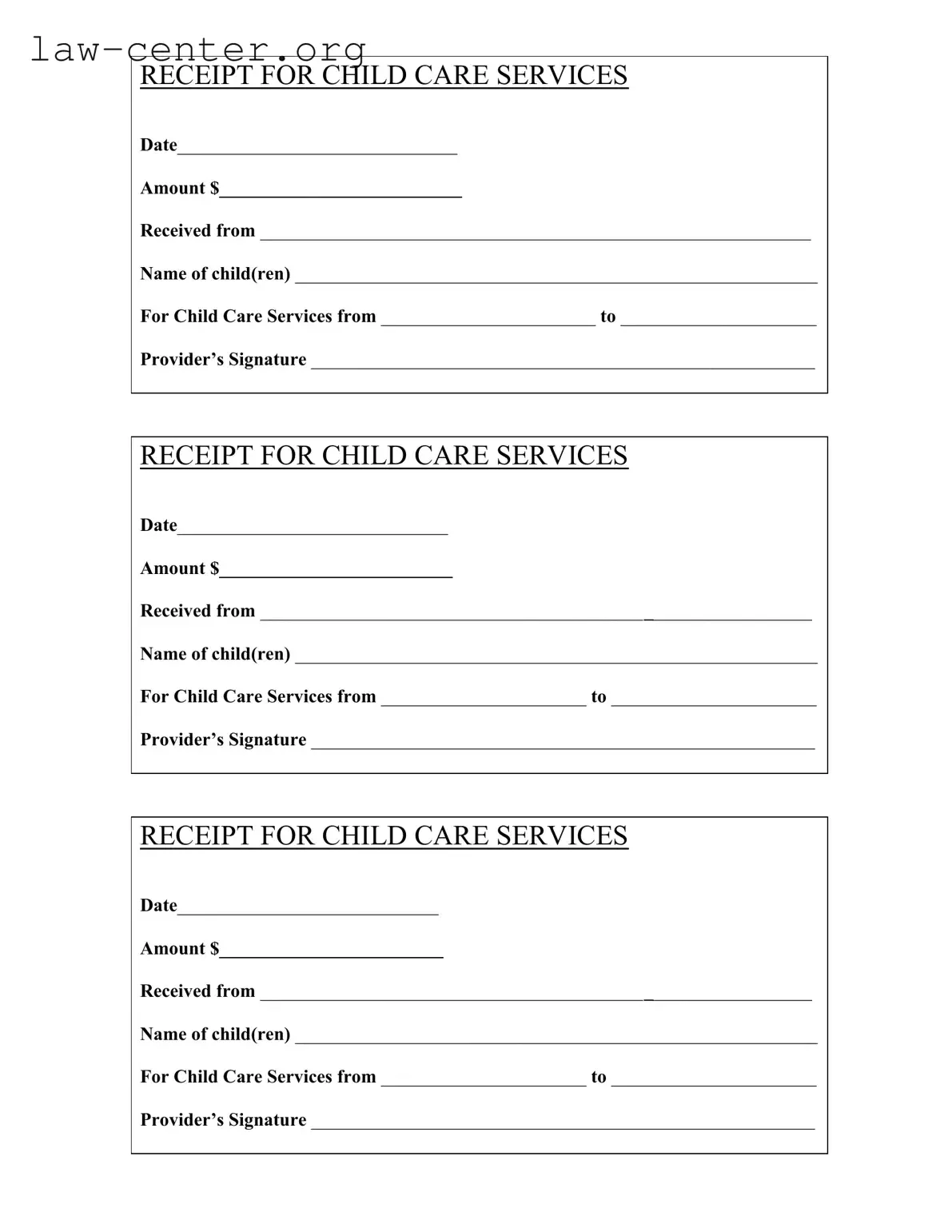 Get Childcare Receipt Form