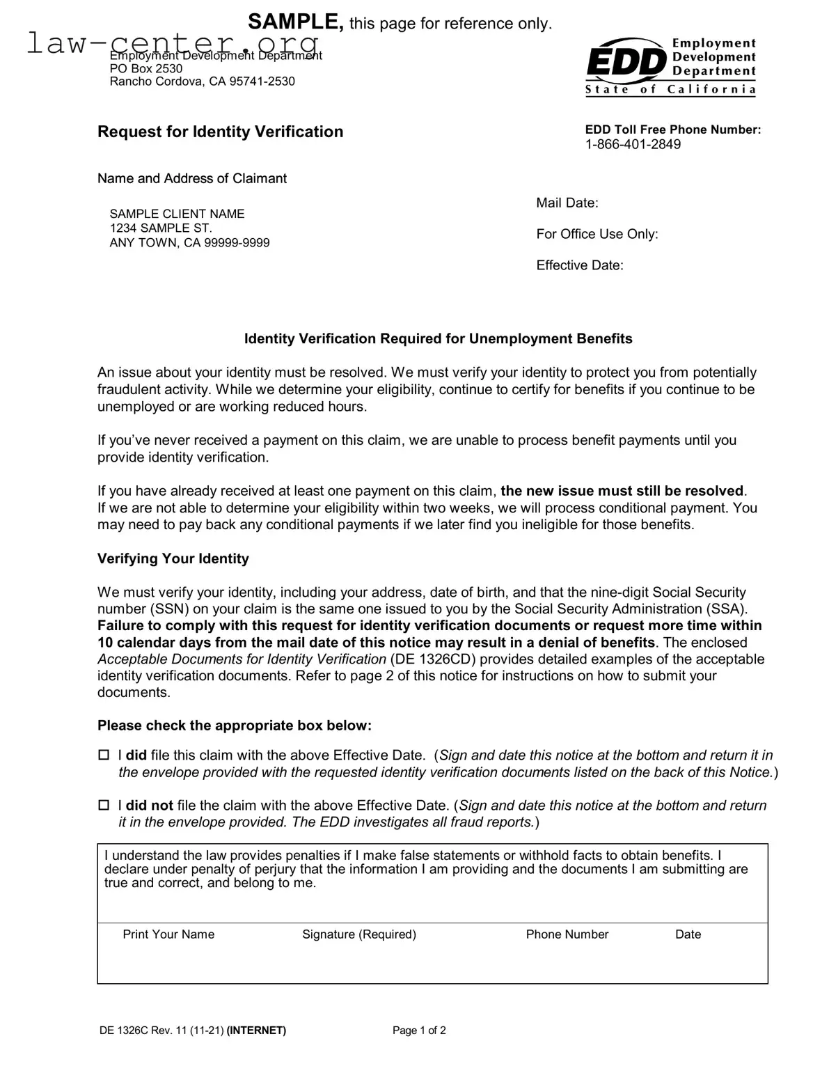 Get Edd Ideninty Verification Form