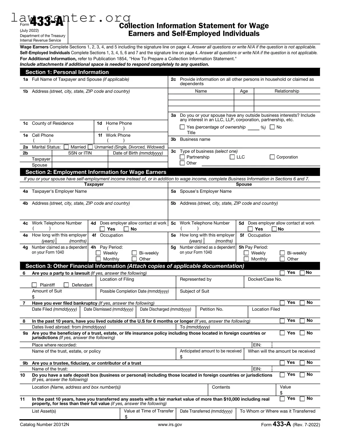 Get IRS 433-A Form