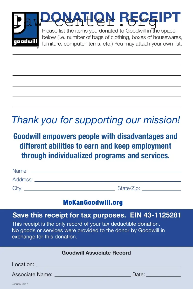 Get For Goodwill Donated Goods Form