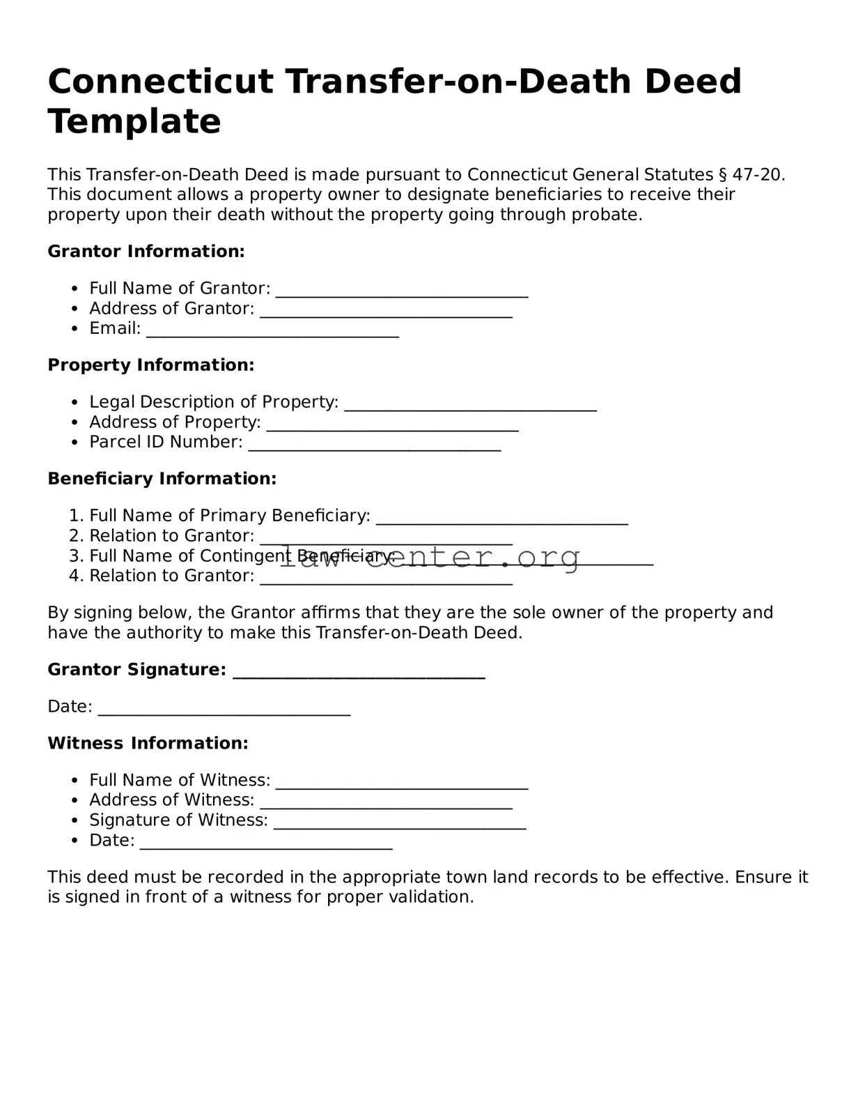 Attorney-Approved Connecticut Transfer-on-Death Deed Document