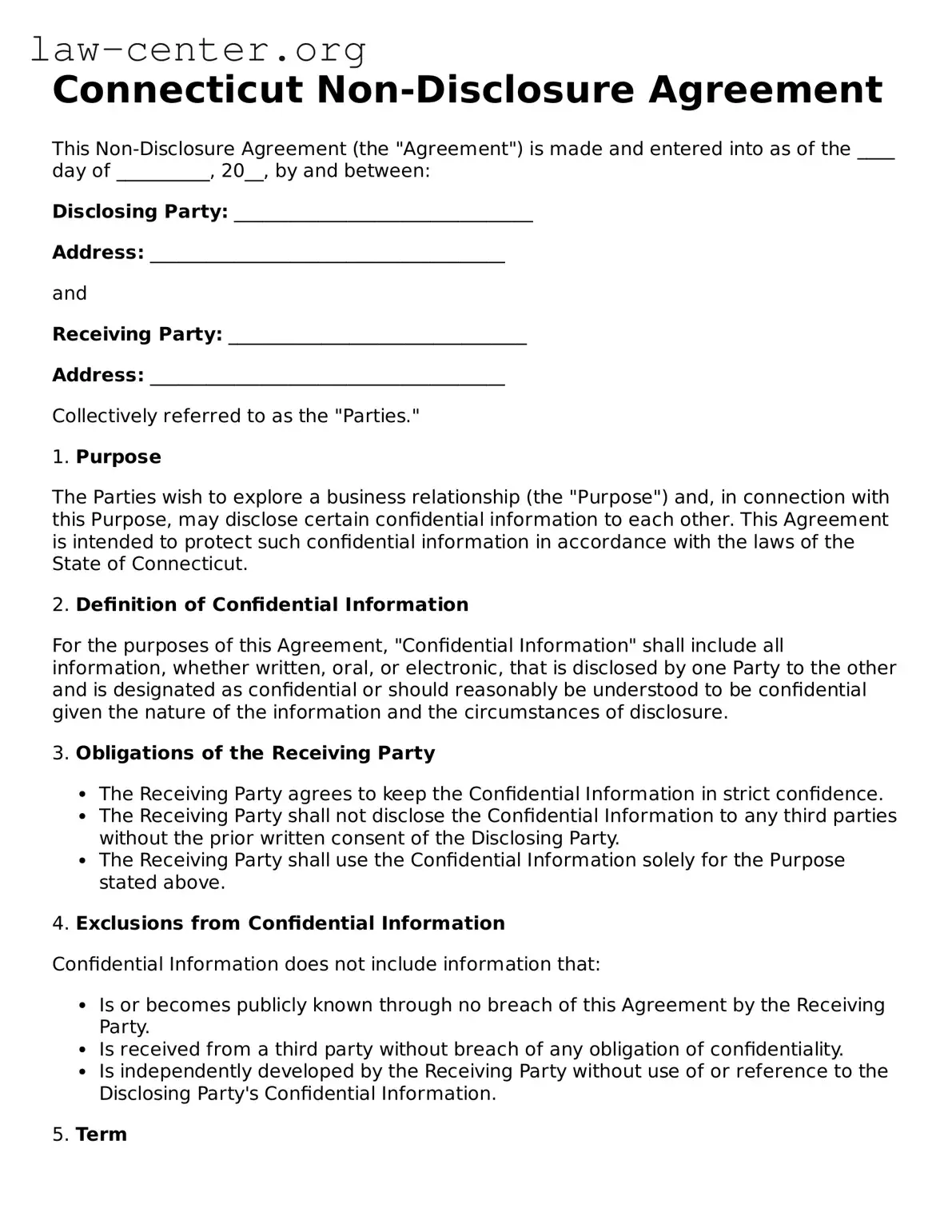 Attorney-Approved Connecticut Non-disclosure Agreement Document