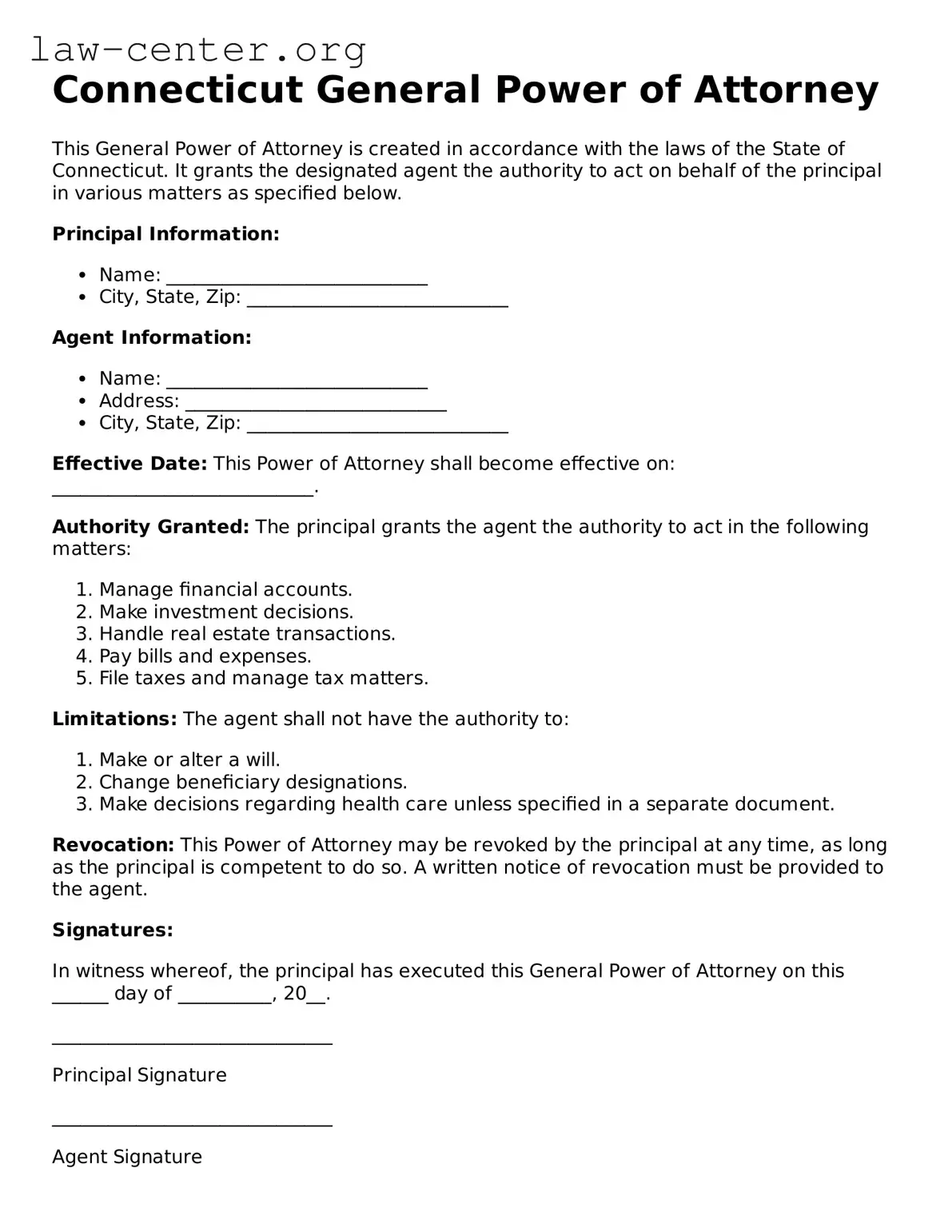 Attorney-Approved Connecticut General Power of Attorney Document