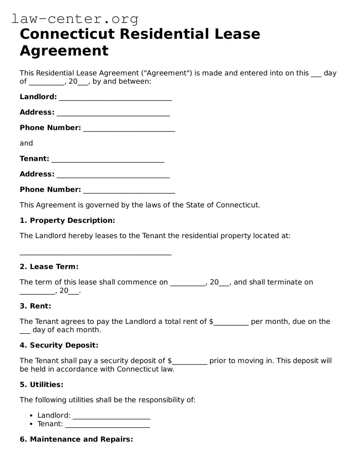 Attorney-Approved Connecticut Residential Lease Agreement Document
