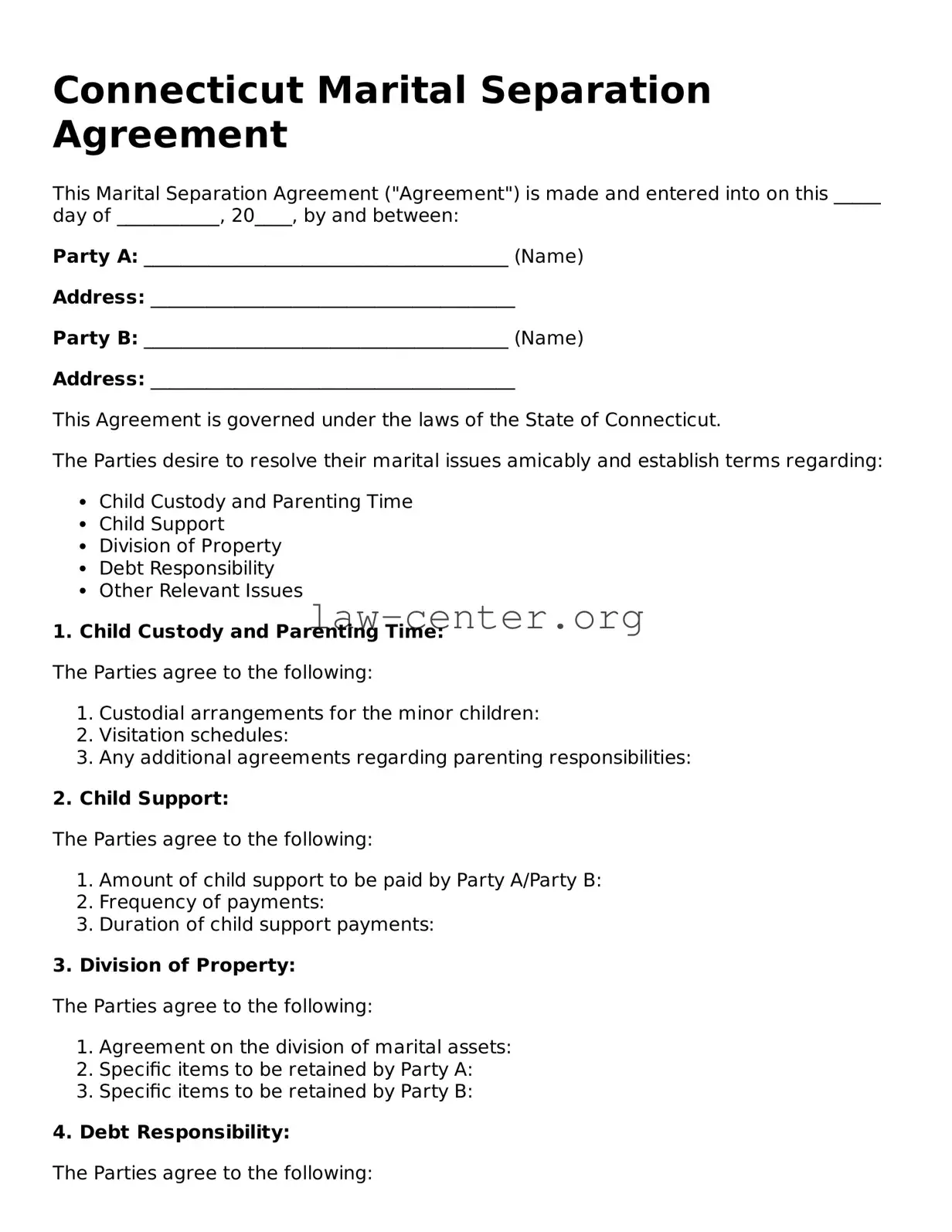 Attorney-Approved Connecticut Marital Separation Agreement Document