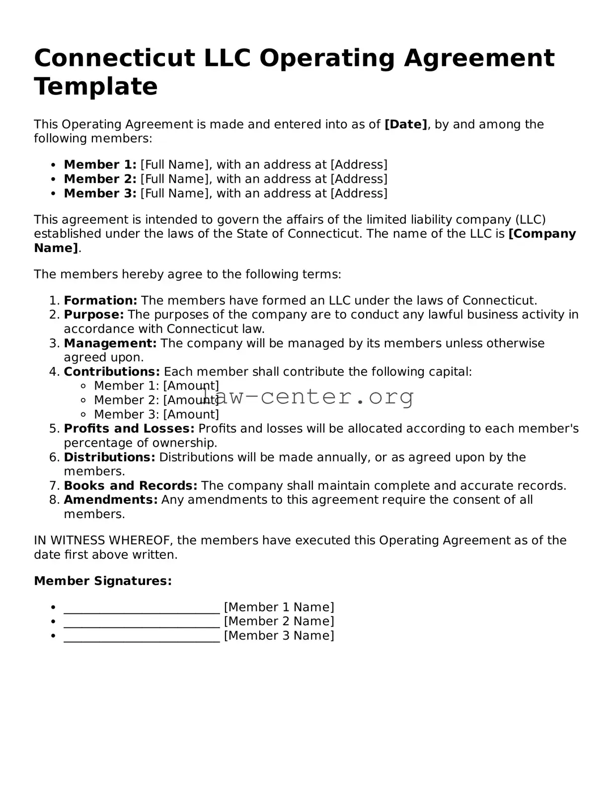 Attorney-Approved Connecticut Operating Agreement Document