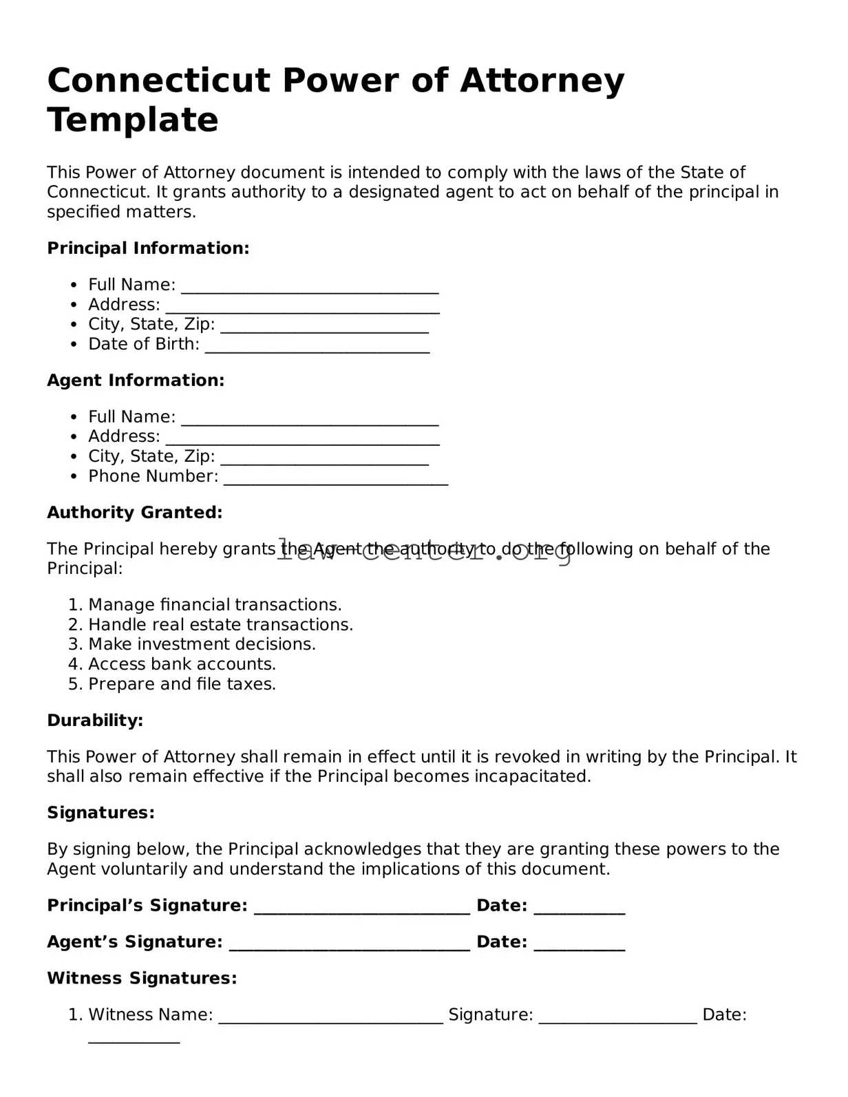 Attorney-Approved Connecticut Power of Attorney Document