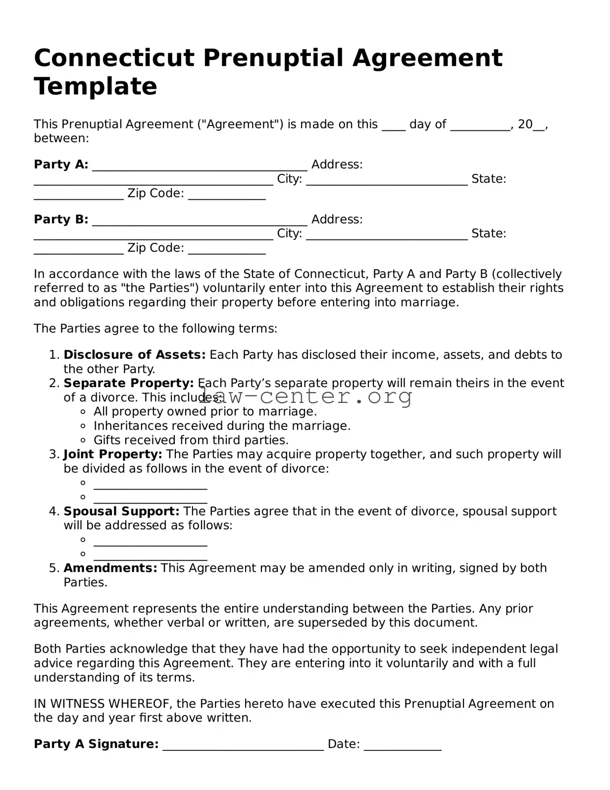 Attorney-Approved Connecticut Prenuptial Agreement Document