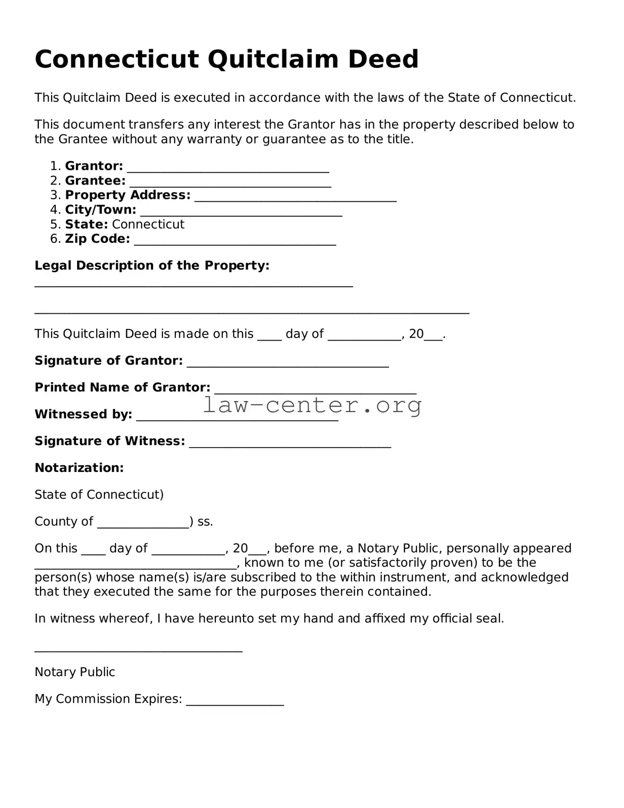 Attorney-Approved Connecticut Quitclaim Deed Document