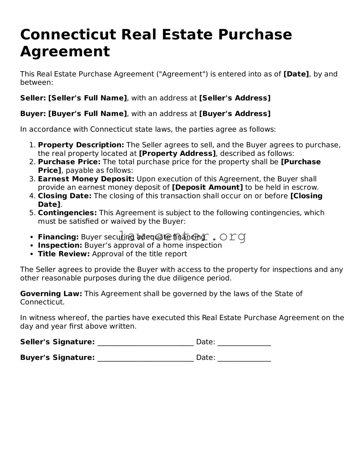 Attorney-Approved Connecticut Real Estate Purchase Agreement Document