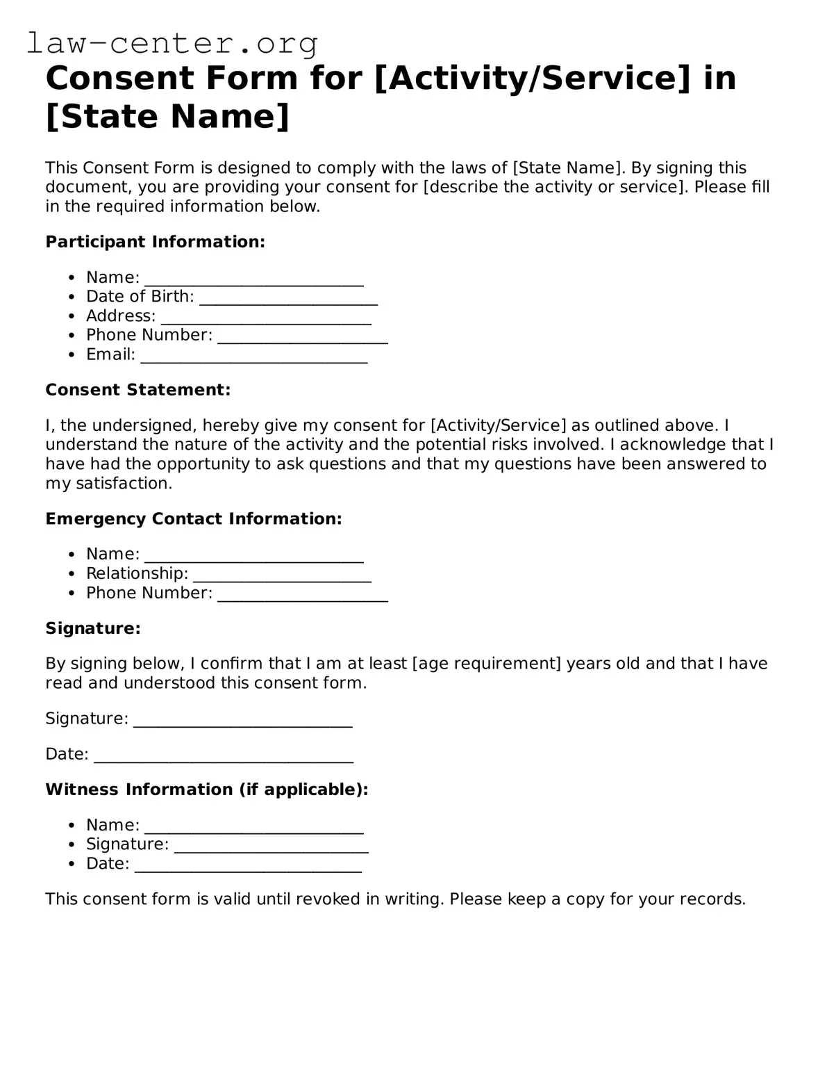 Free Consent Template