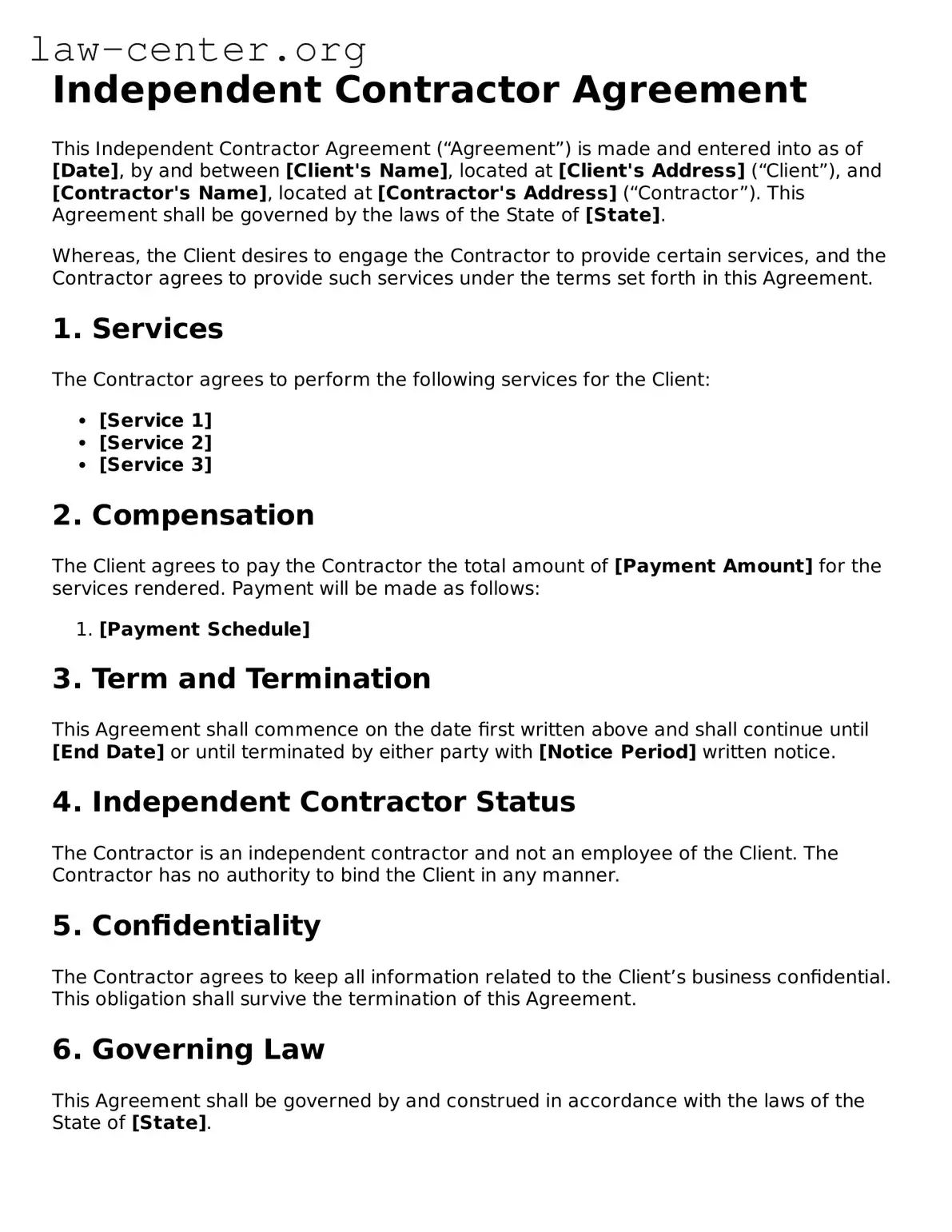 Free Independent Contractor Agreement Template