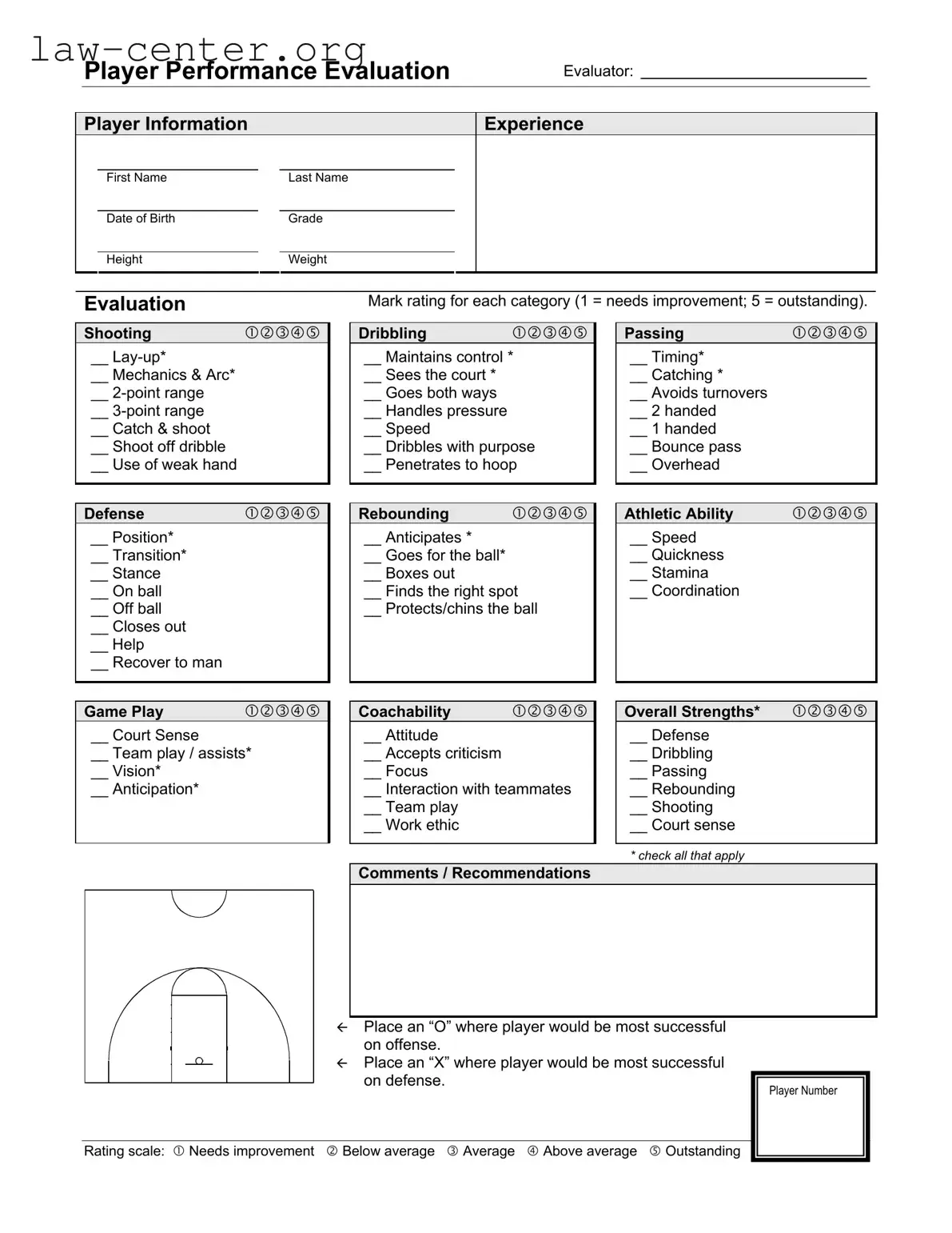 Get Basketball Evaluation Form