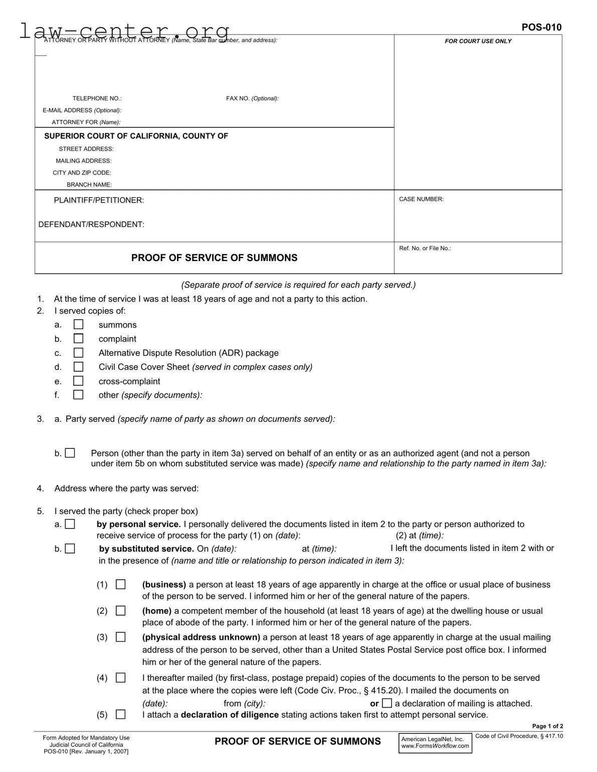 Get California Pos 010 Form