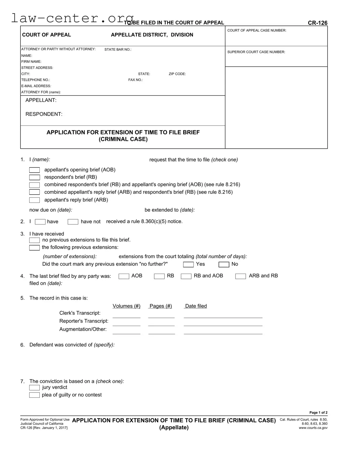 Get California Cr 126 Form