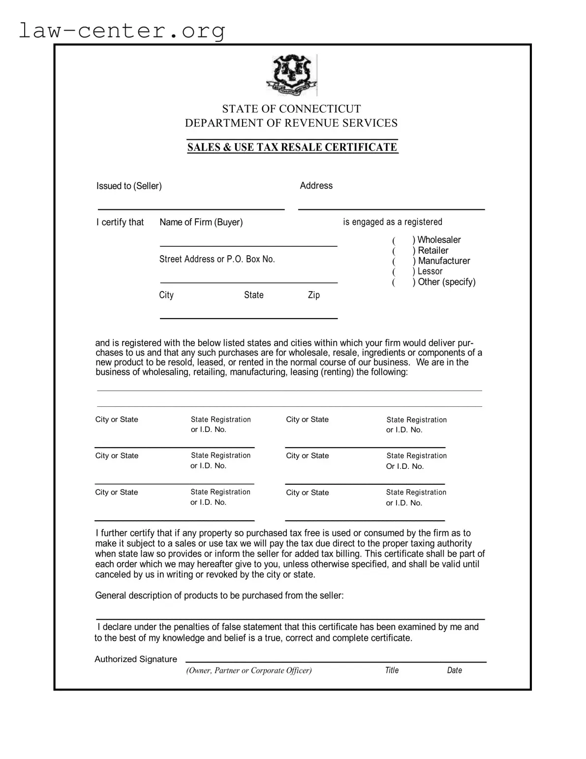 Get Ct Resale Certificate Form