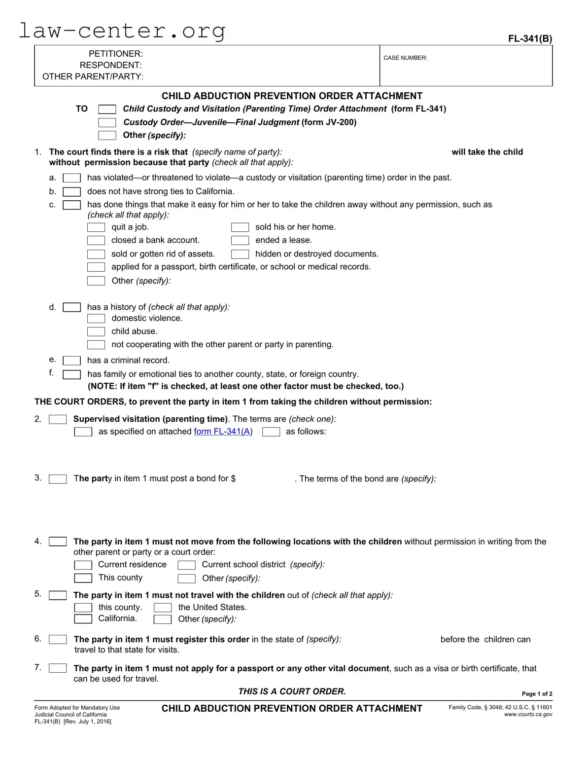 Get California Fl 341 B Form