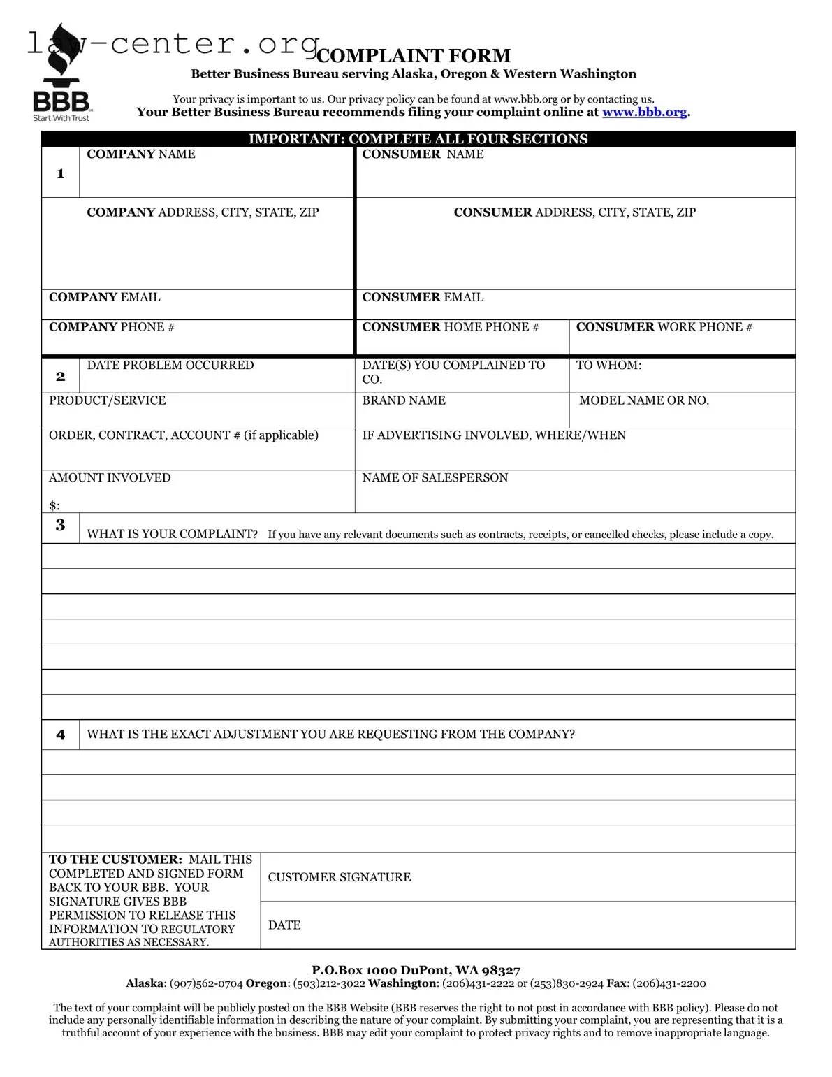 Get Bbb Complaint Form