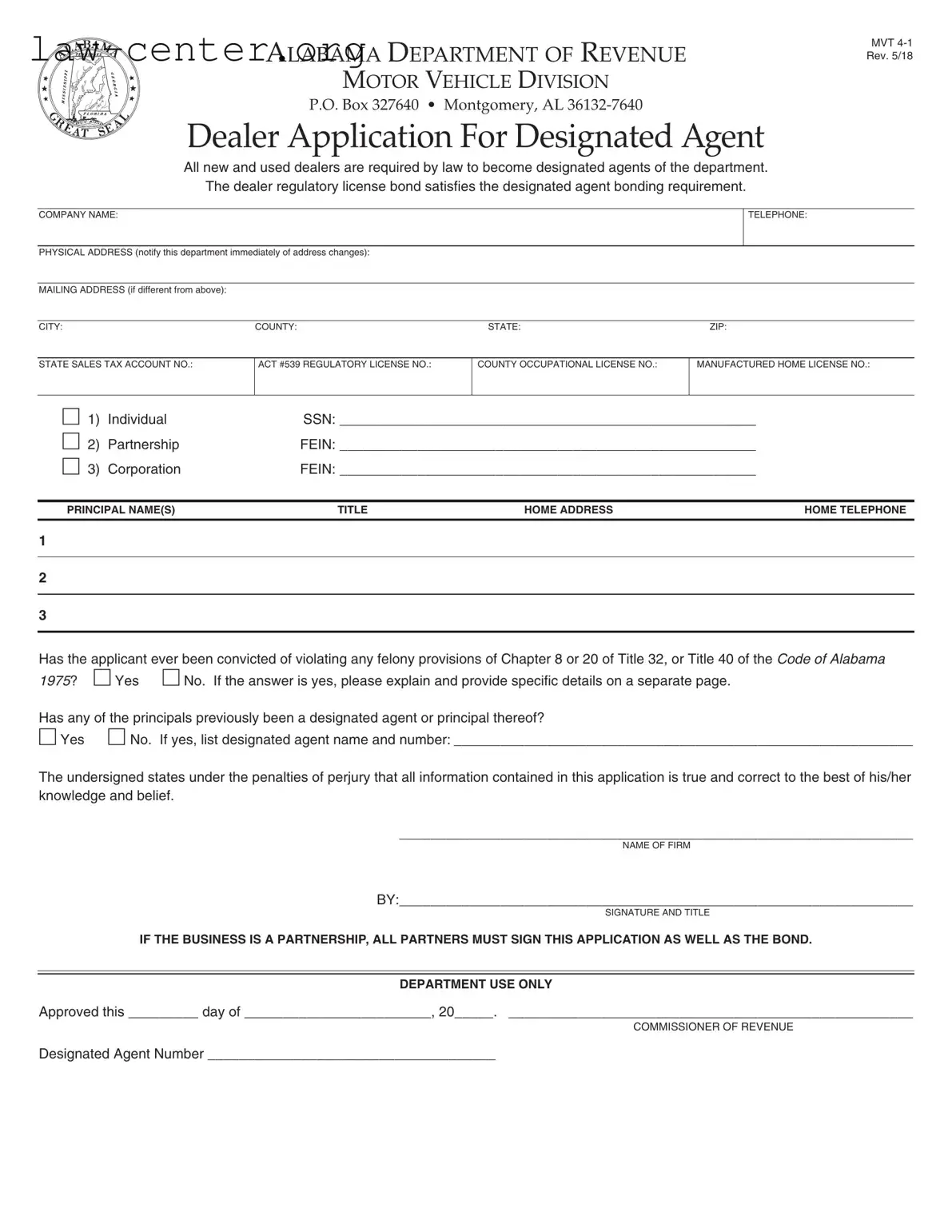 Get Alabama Mvt 4 1 Form