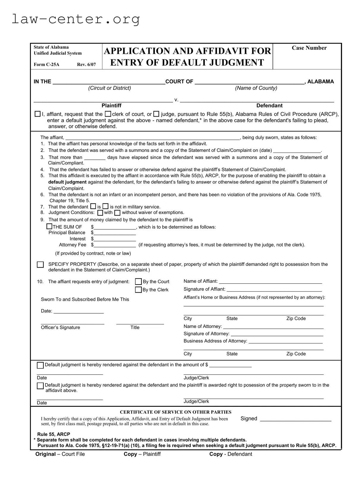 Get Alabama C 25A Form