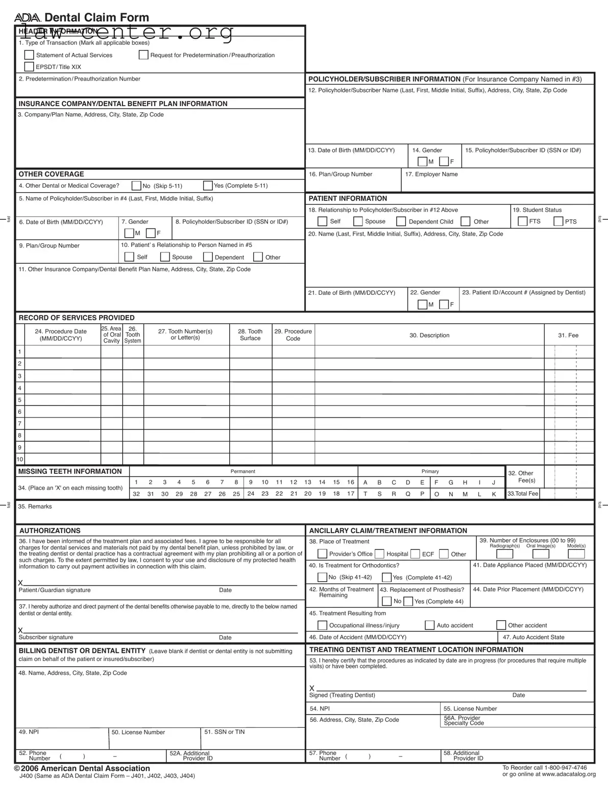 Get Ada Dental Claim Form