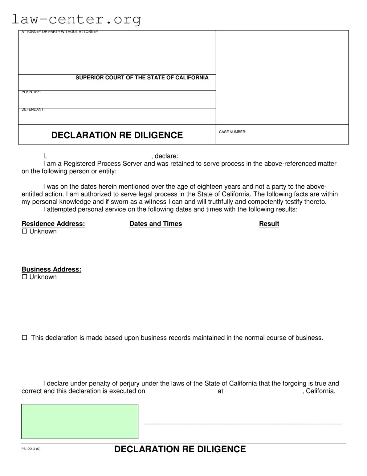 Get California Diligence Form