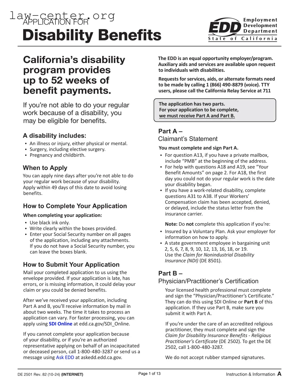 Get EDD DE 2501 Form