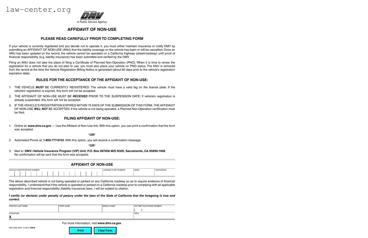 Get California Affidavit of Non-Use REG 5090 Form