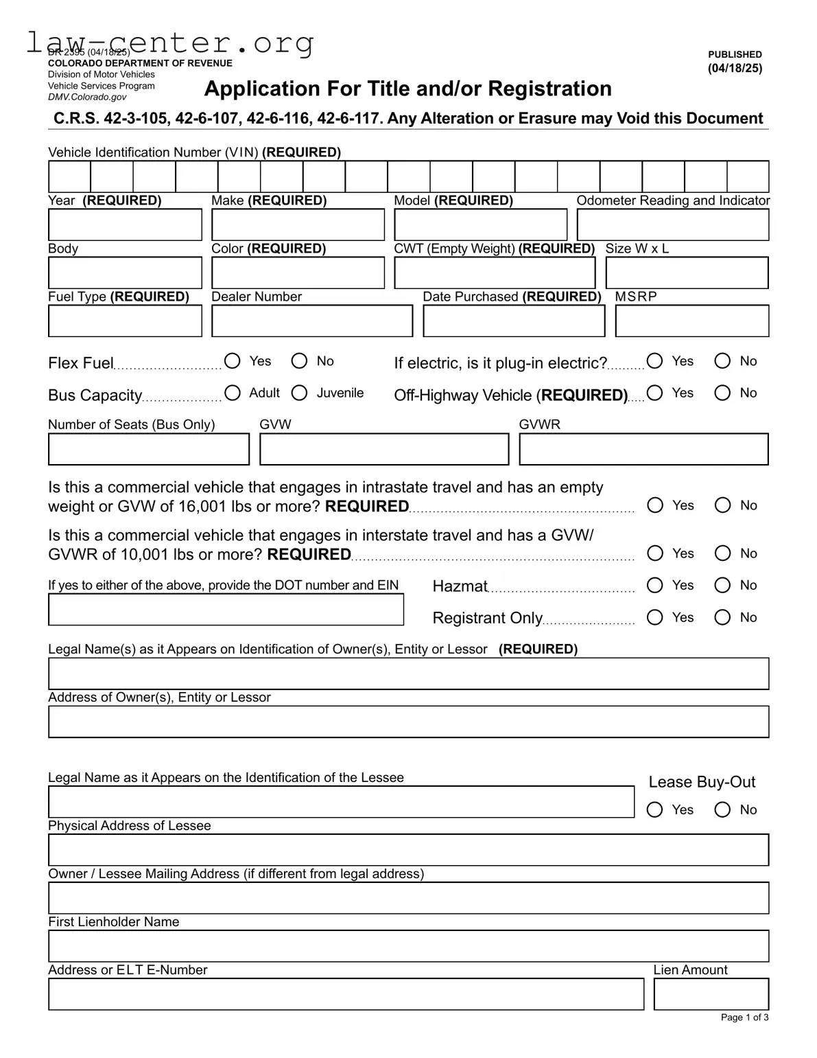 Get Colorado Dr 2395 Form