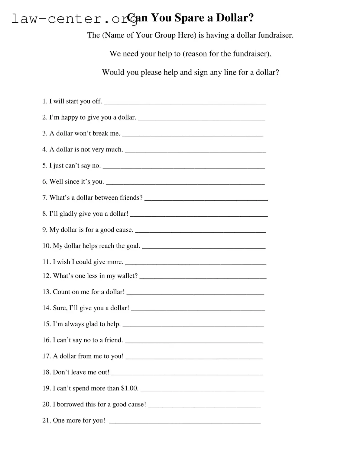 Get Donated A Dollar Form