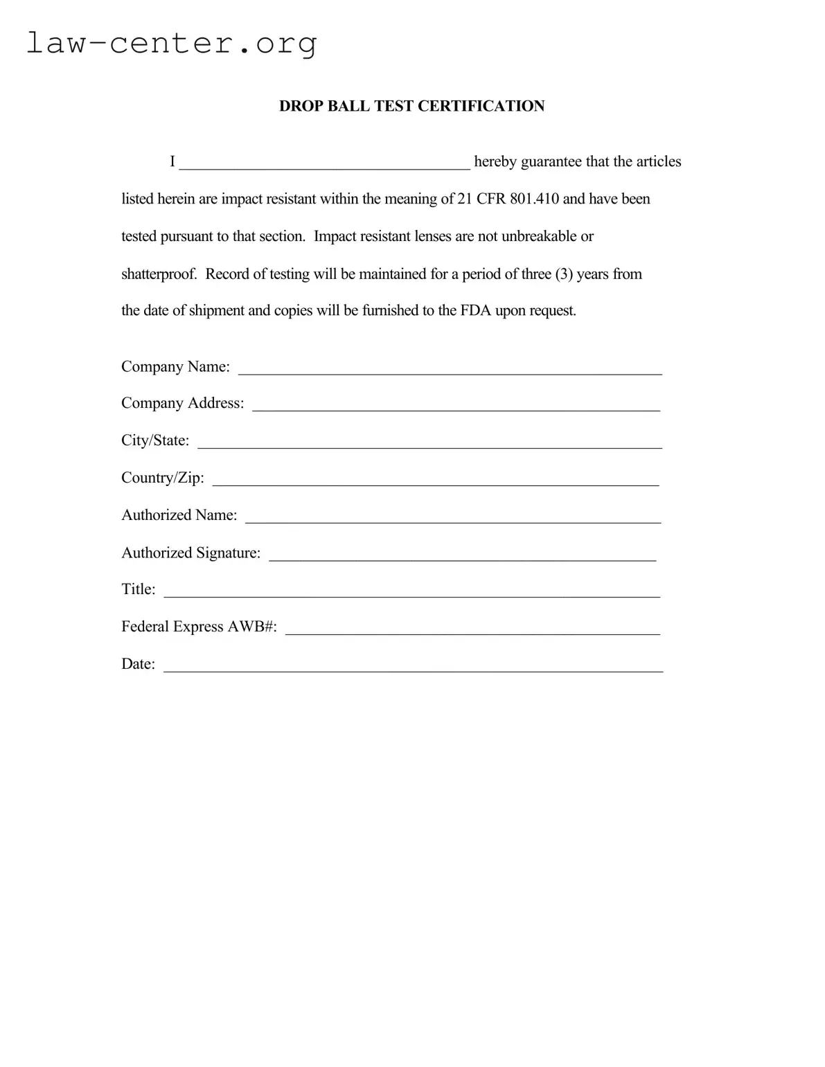 Get Drop Ball Certificate Form