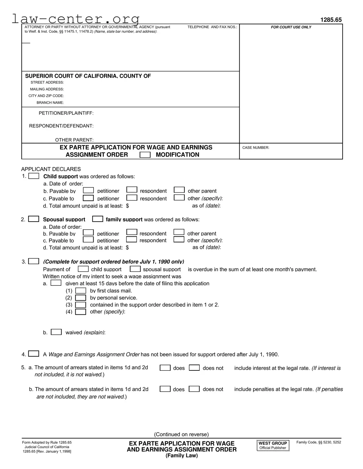 Get California 1285 65 Form