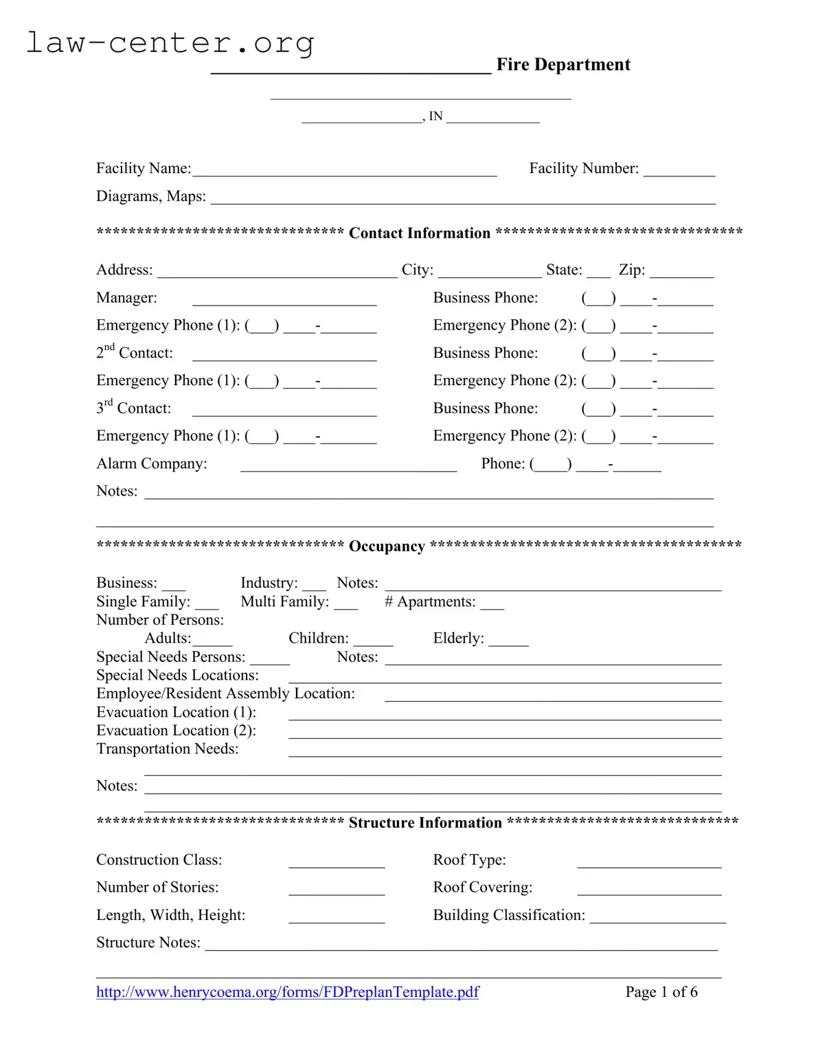 Get Fire Department Pre Plan Form