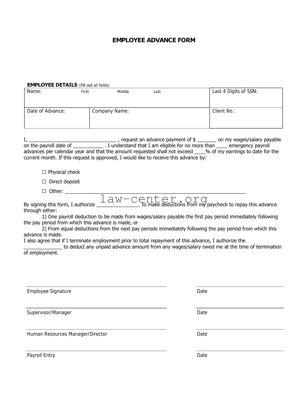 Get Employee Advance Form