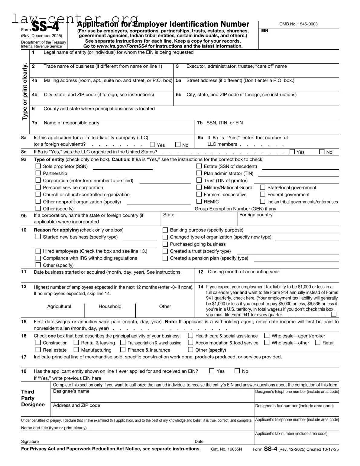 Get IRS SS-4 Form