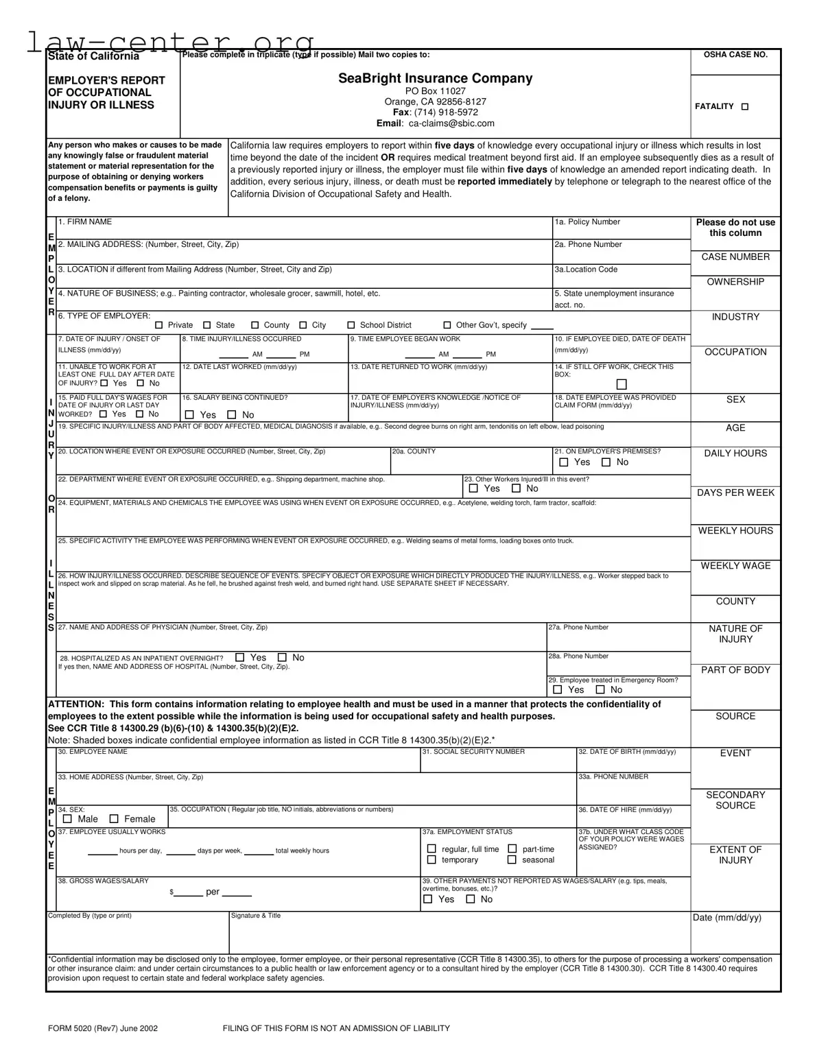 Get 5020 California Form