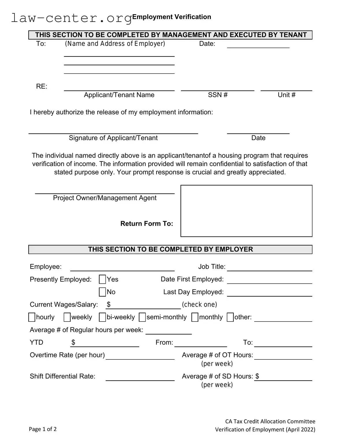 Get Employment verification form Form