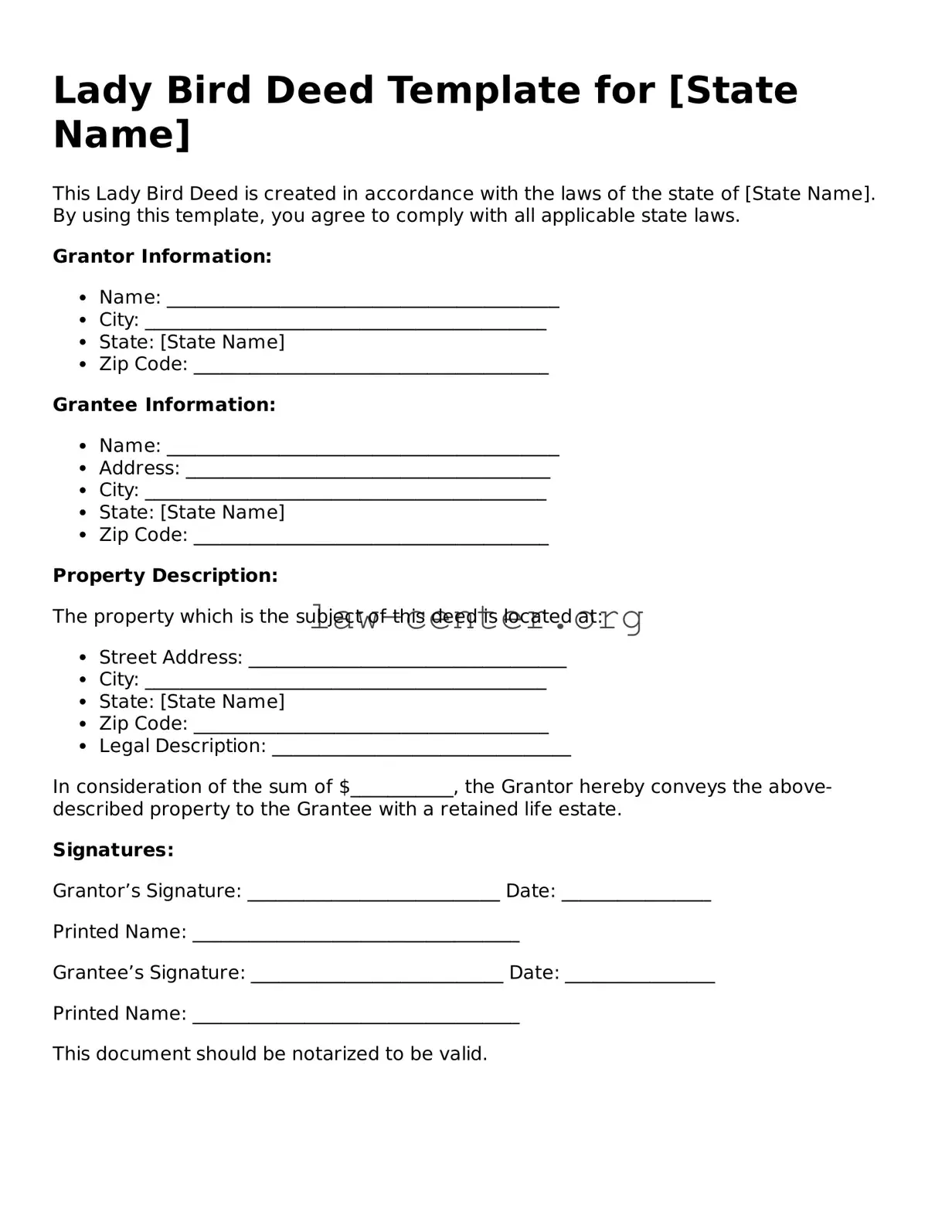 Free Lady Bird Deed Template