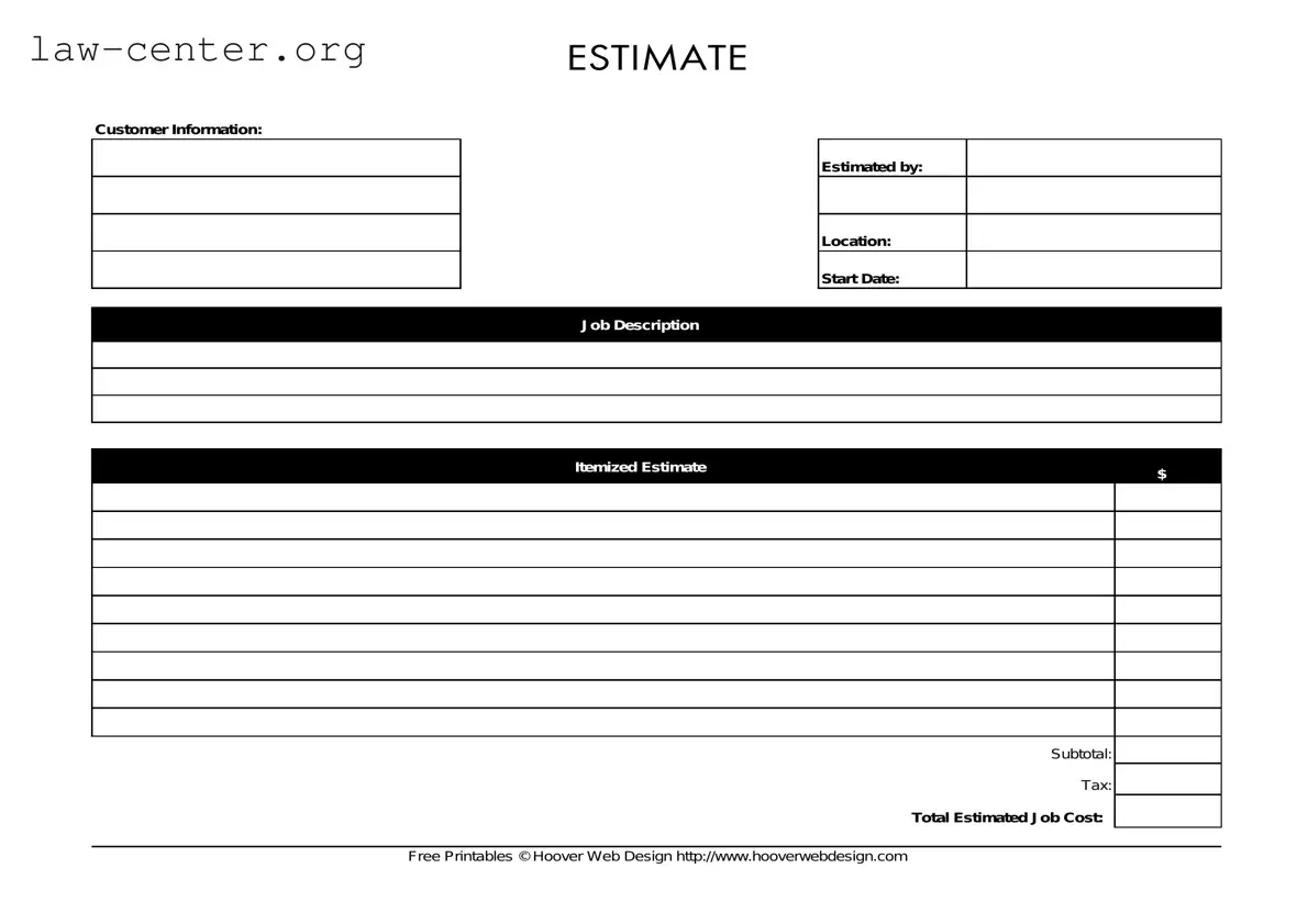 Get Estimate Form