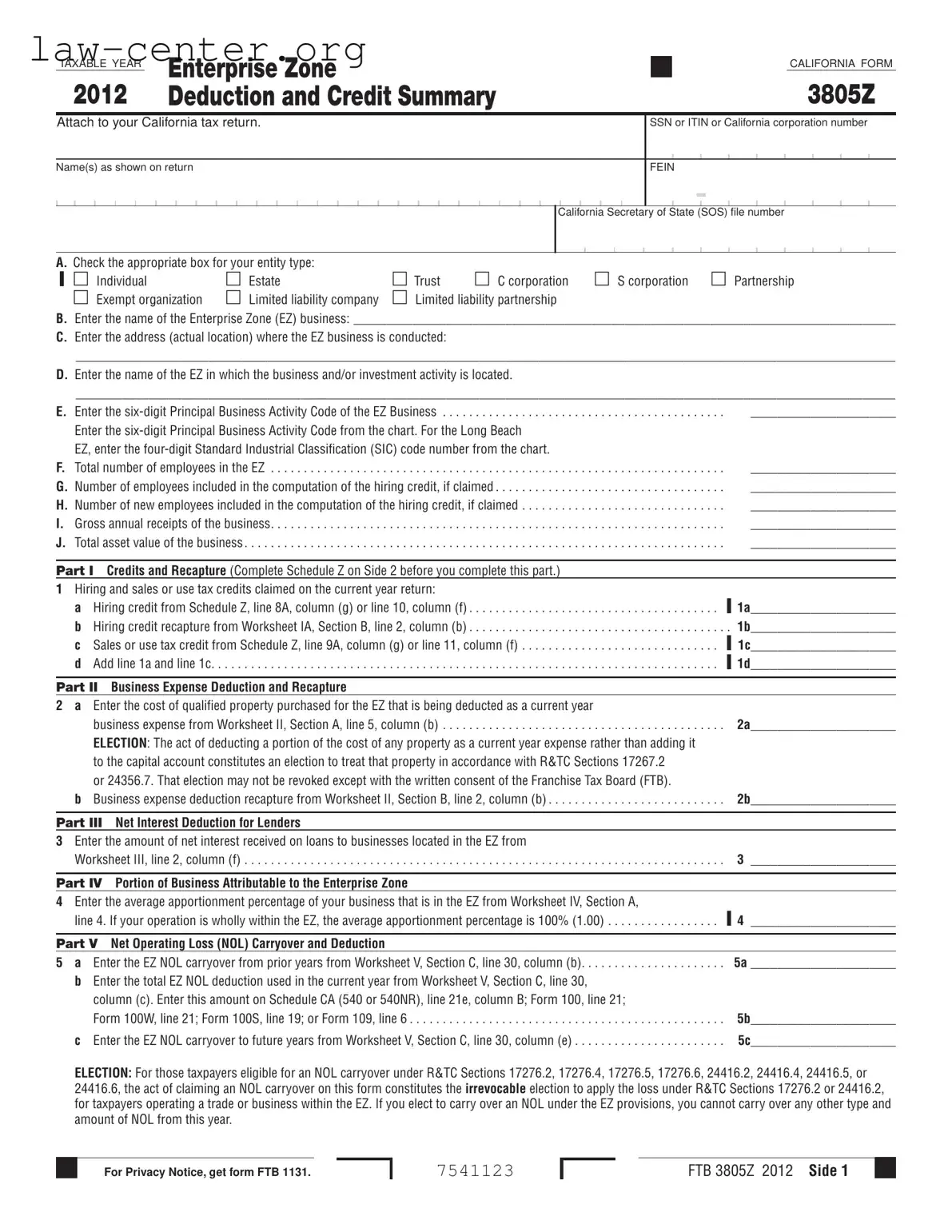 Get California 3805Z Form